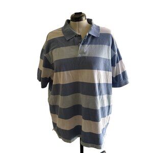 Roundtree & Yorke Men's Striped Polo Shirt Blue & White 100% Cotton SZ XXL # 995